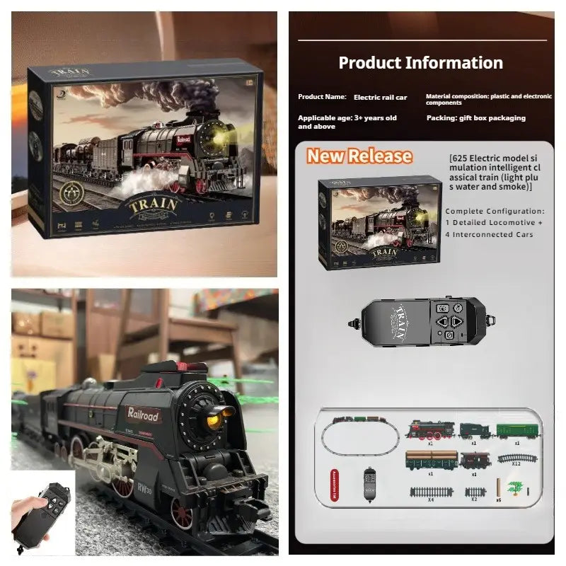 622B Steam Train Toy with Lights, Sounds, and Smoke Special Effects