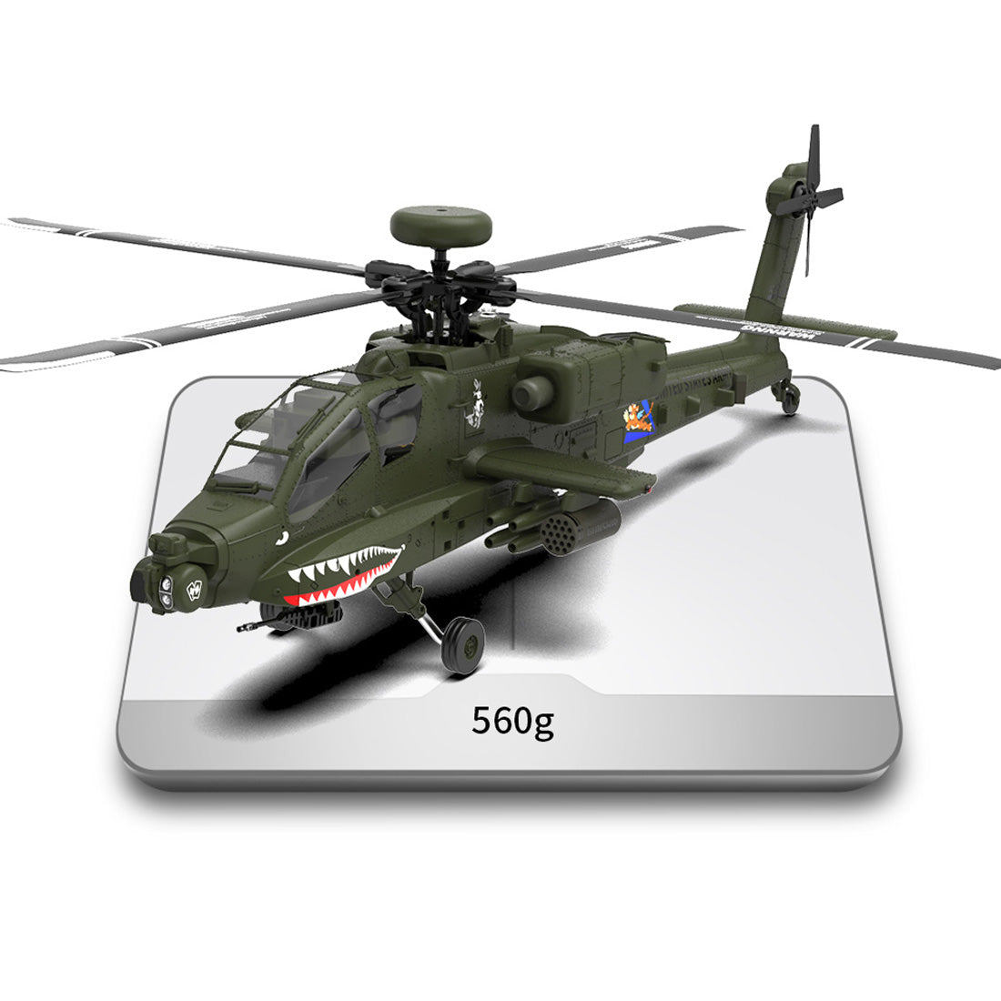 YU XIANG F11 AH64 Apache RC Helicopter 1/32 Ratio 2.4G Remote-controlled Dual-axis Co-drive without Ailerons 6G/3D Stunt Military Model
