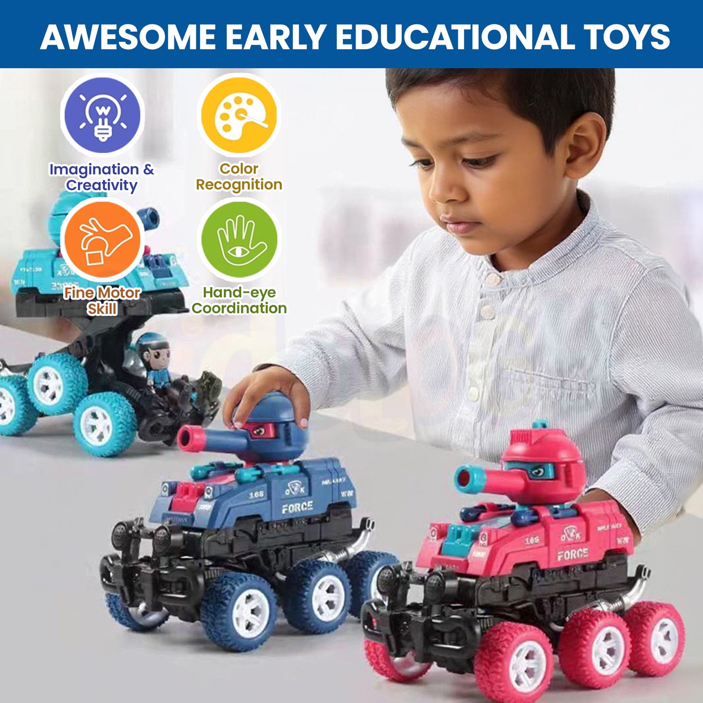 Pull-Back Transform Fighter Truck ( SET OF 3)
