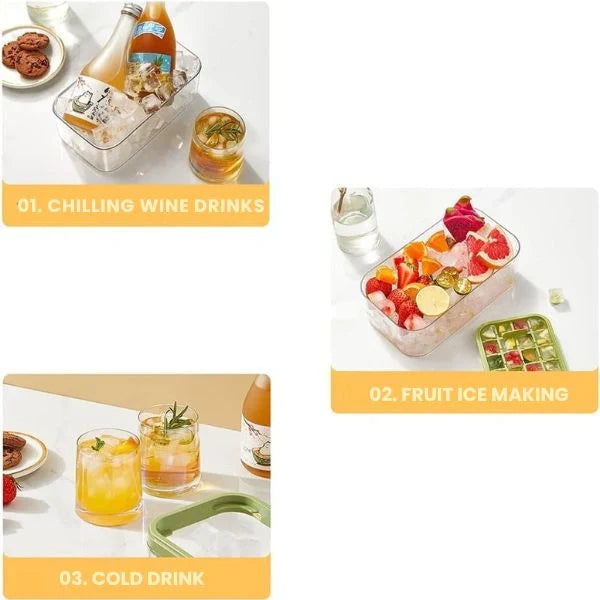 ChillMate– 2-Layer Ice Cube Tray with Scoop | Easy Demolding | 64 Cubes in One Go