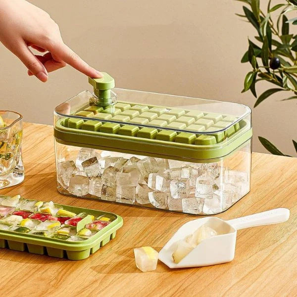 ChillMate– 2-Layer Ice Cube Tray with Scoop | Easy Demolding | 64 Cubes in One Go