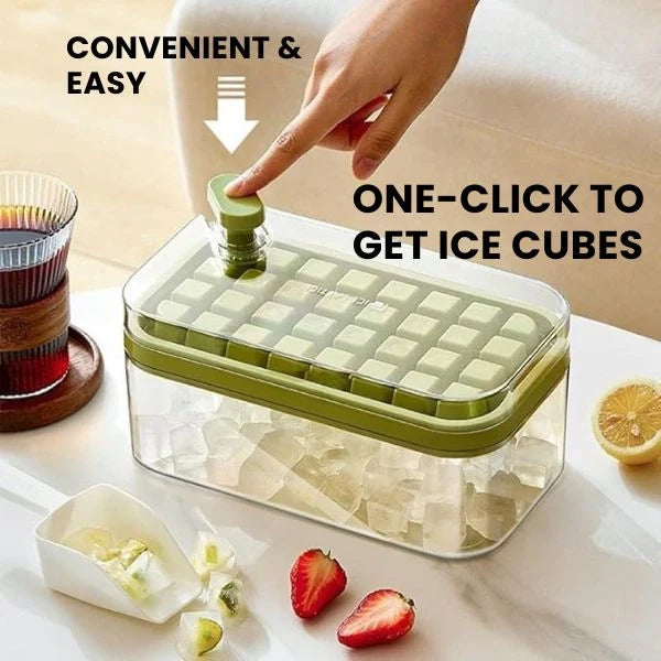 ChillMate– 2-Layer Ice Cube Tray with Scoop | Easy Demolding | 64 Cubes in One Go