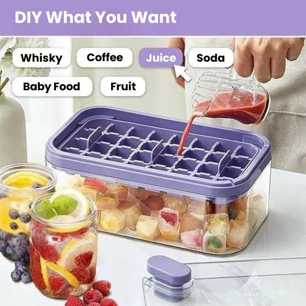 ChillMate– 2-Layer Ice Cube Tray with Scoop | Easy Demolding | 64 Cubes in One Go