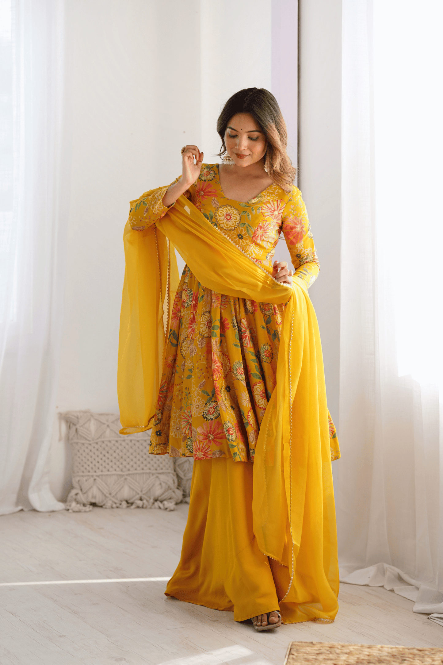 Floral Embroidered Sharara Suit