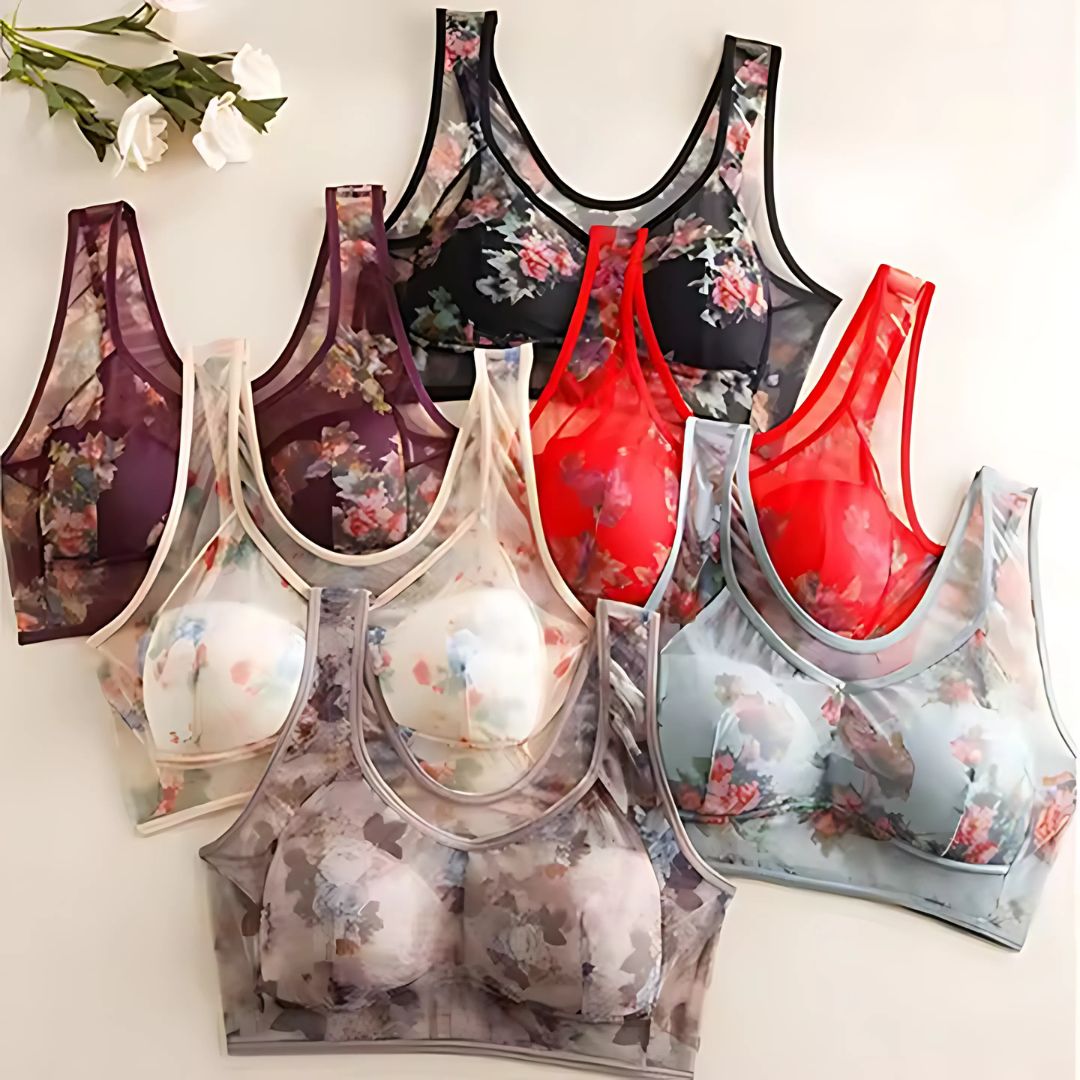 Pack Of 6 Ice Silk Lace Cooling Summer Bra