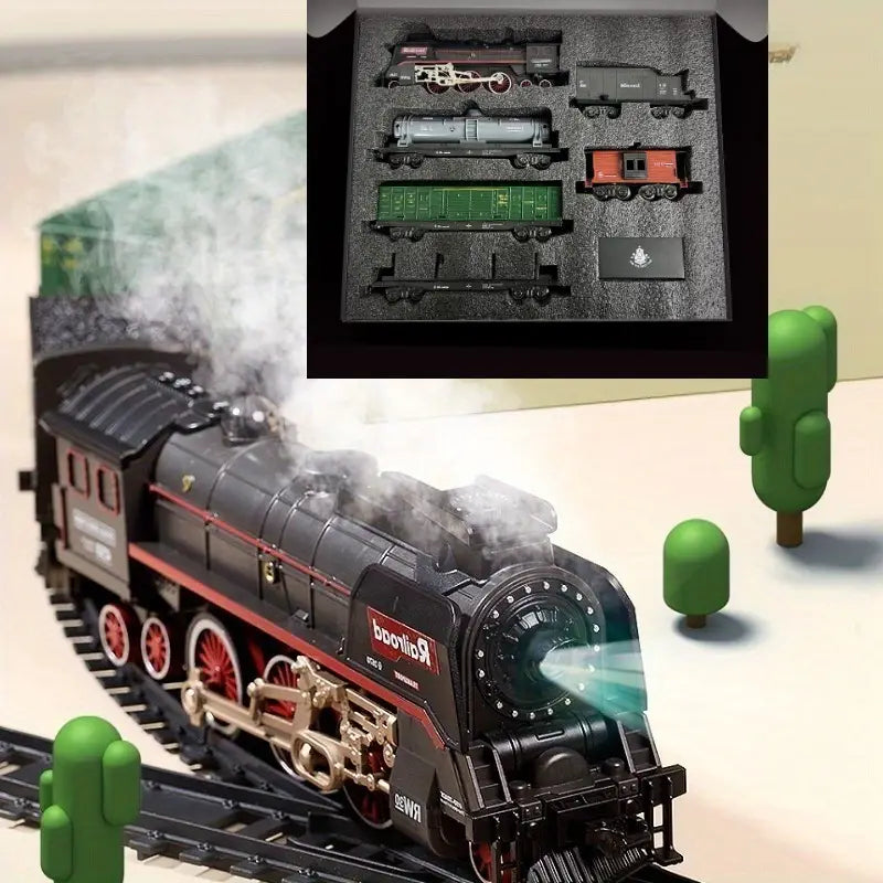 622B Steam Train Toy with Lights, Sounds, and Smoke Special Effects