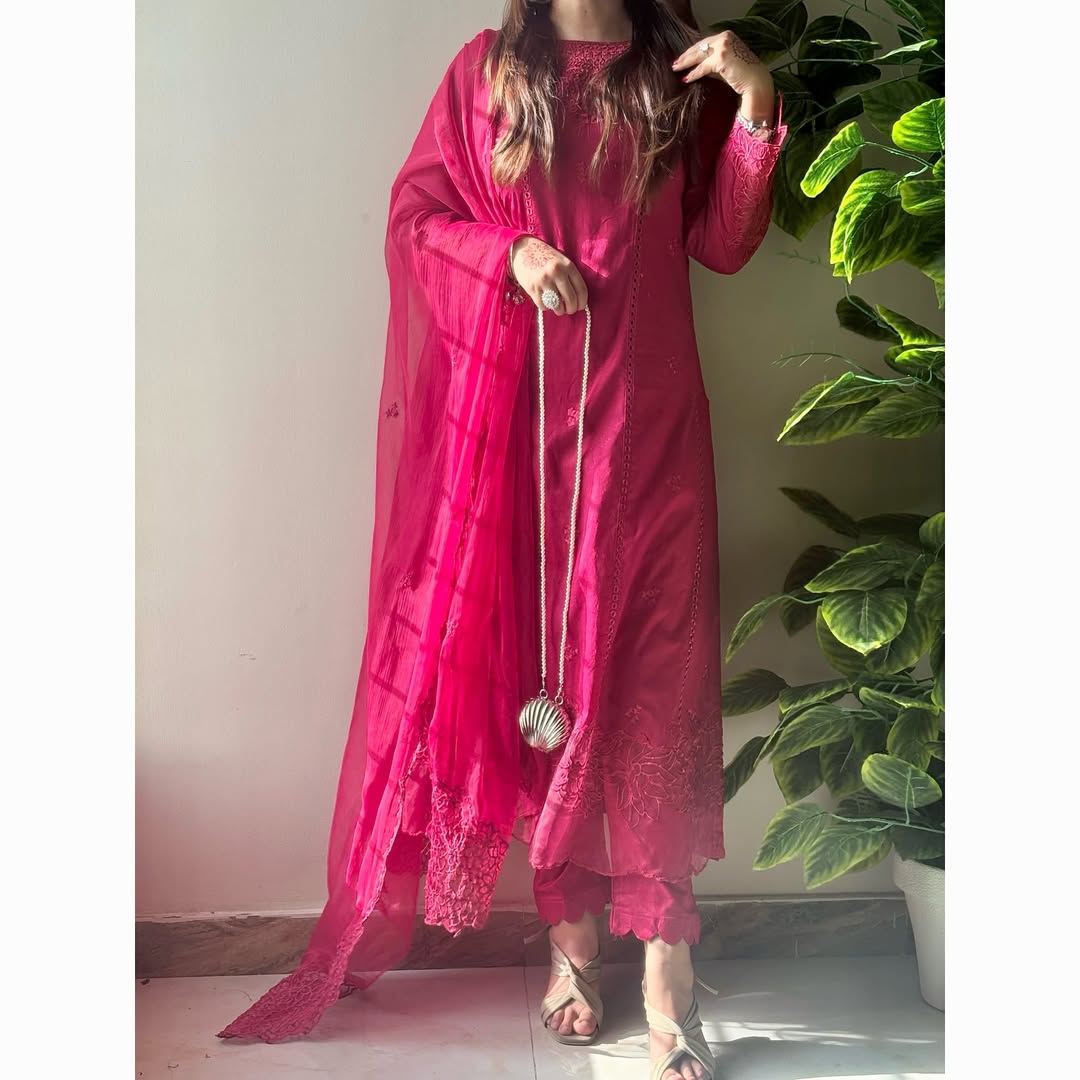 Chiffon Embroidered Dress - Majesty Wine