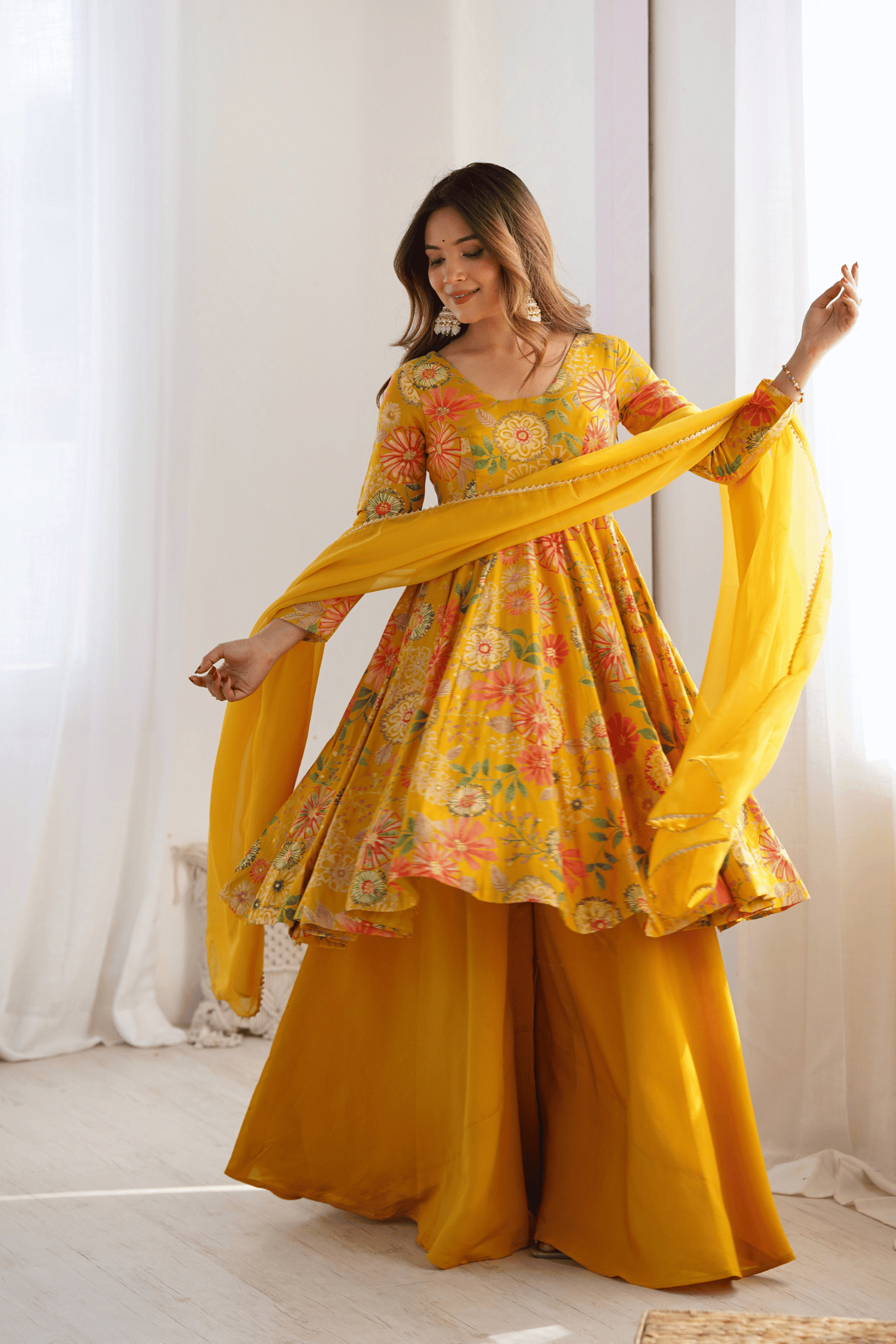 Floral Embroidered Sharara Suit