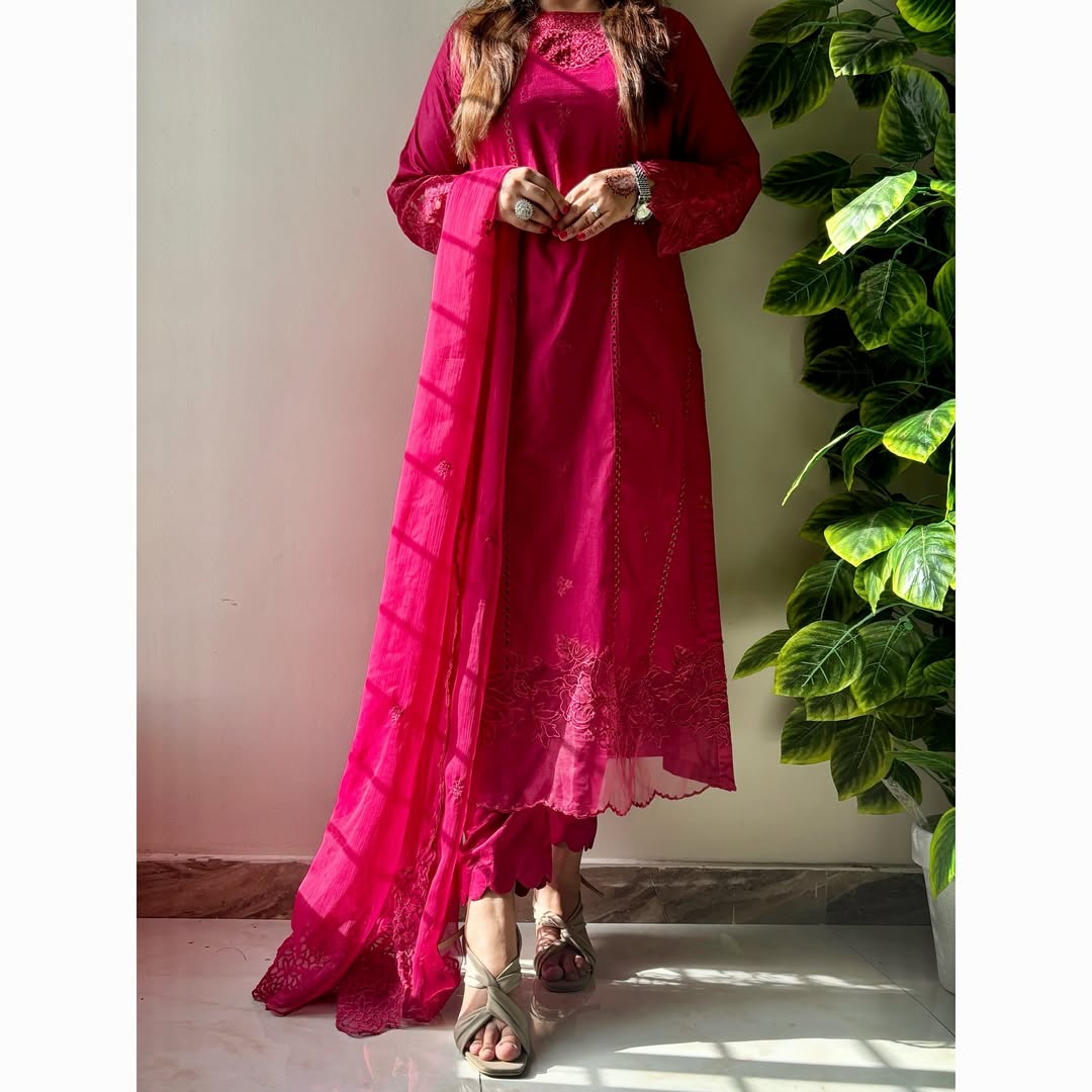 Chiffon Embroidered Dress - Majesty Wine