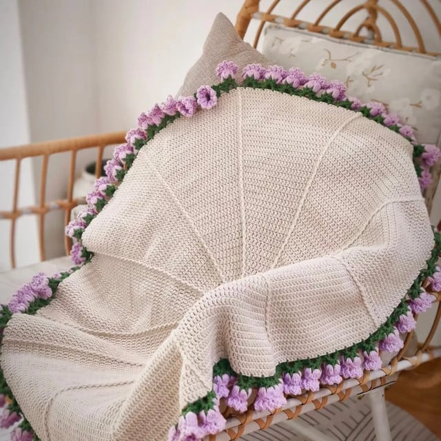 Crotchet Flower Bouquet Blanket HandKnitted