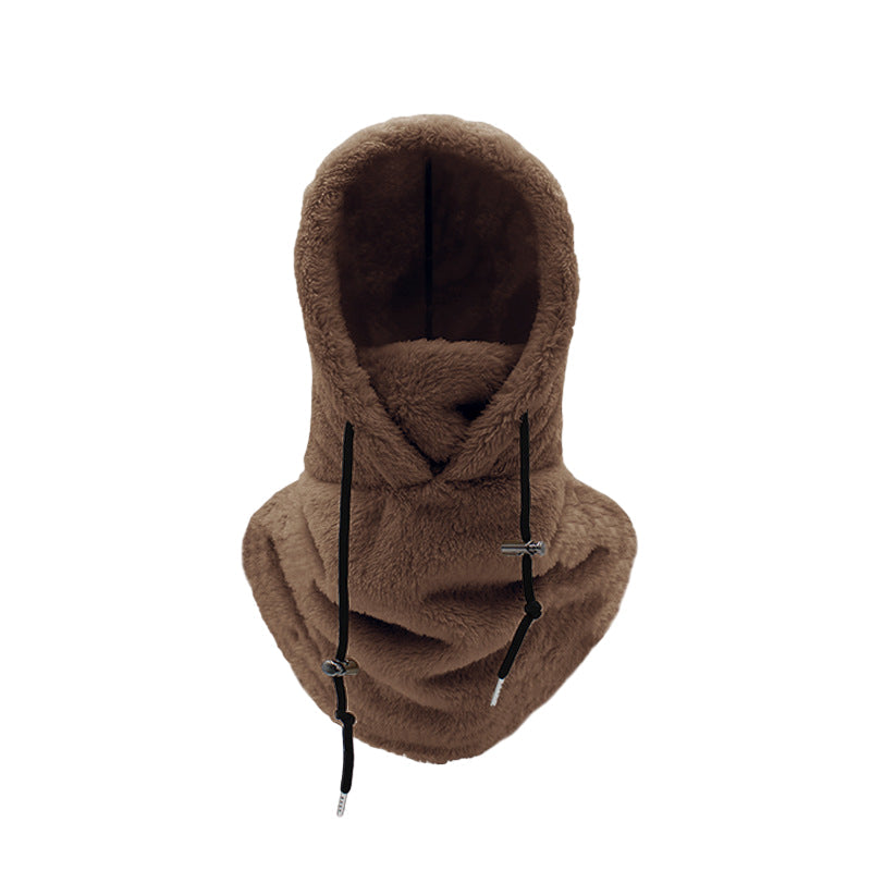 Warm plush bicycle hood