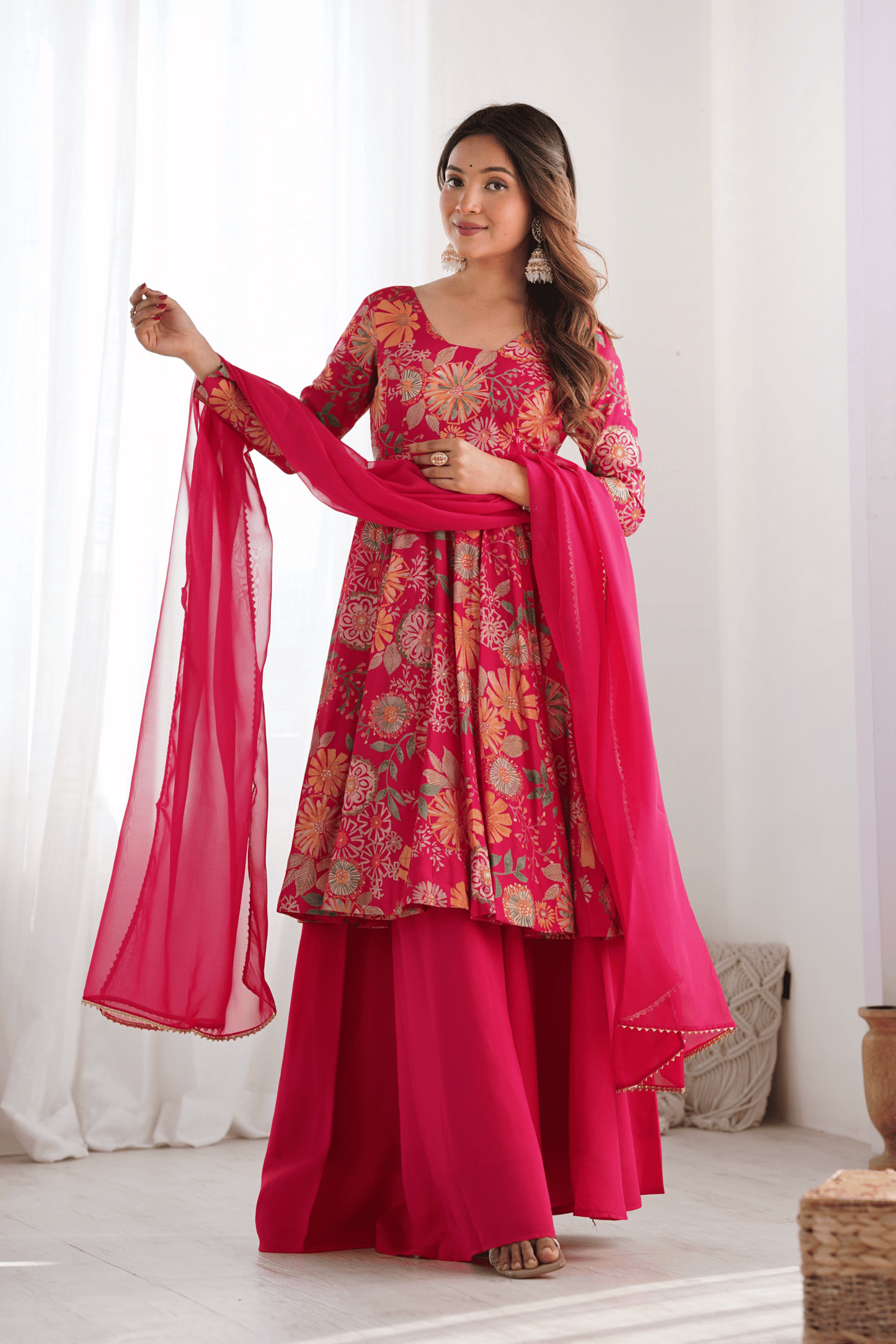 Floral Embroidered Sharara Suit