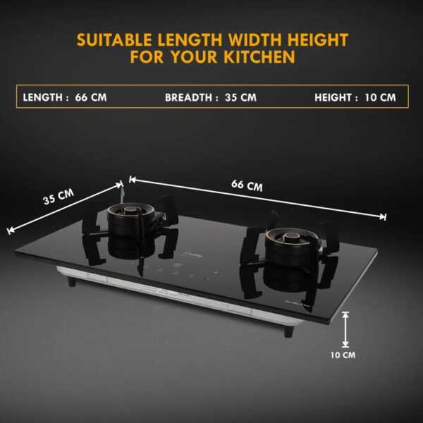 2 Burner Auto Hob with Touch Panel Glass
