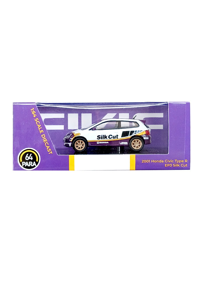 Para64 2001 Honda Civic Type R EP3 Silk Cut - White (1:64 Scale)