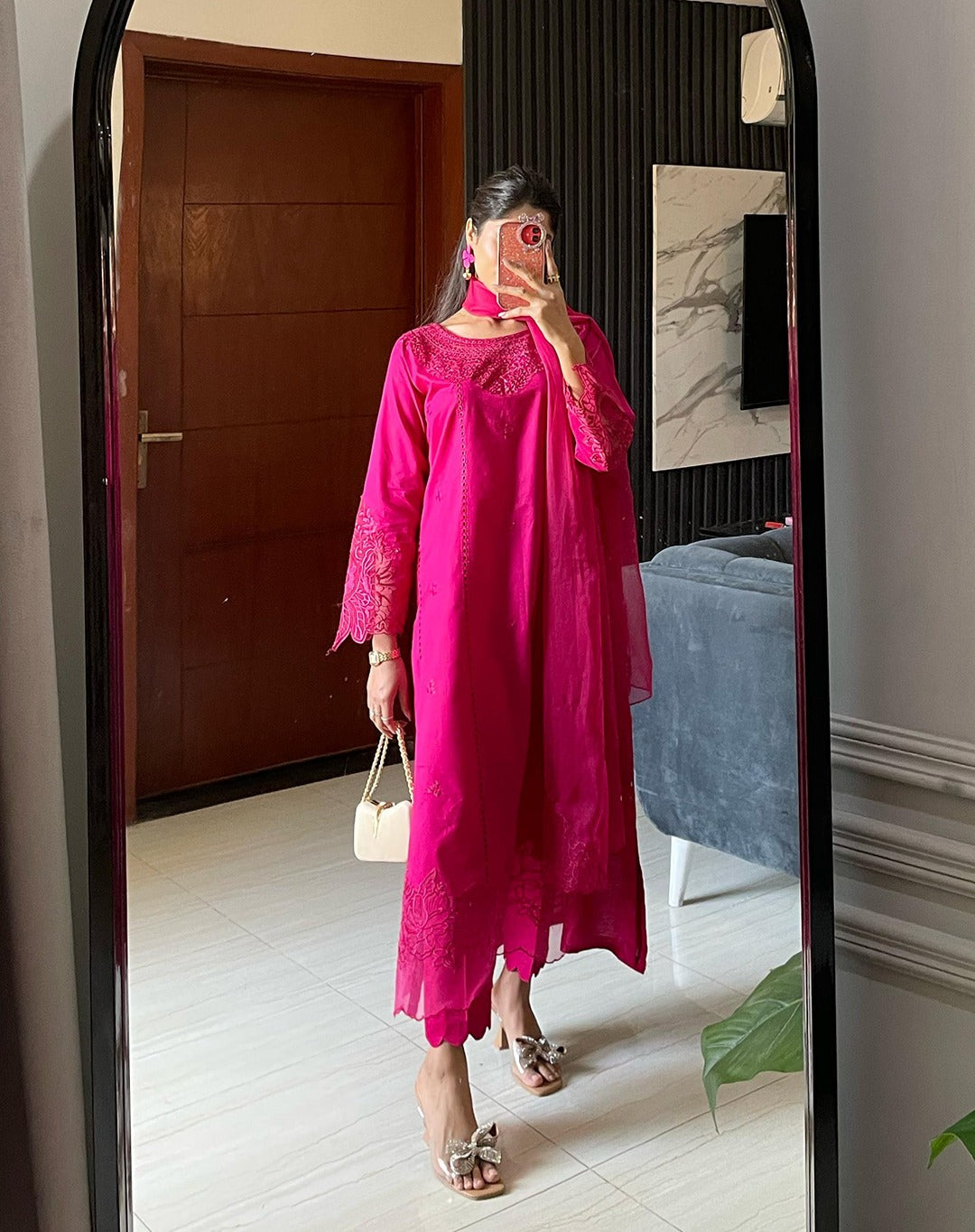 Chiffon Embroidered Dress - Majesty Wine