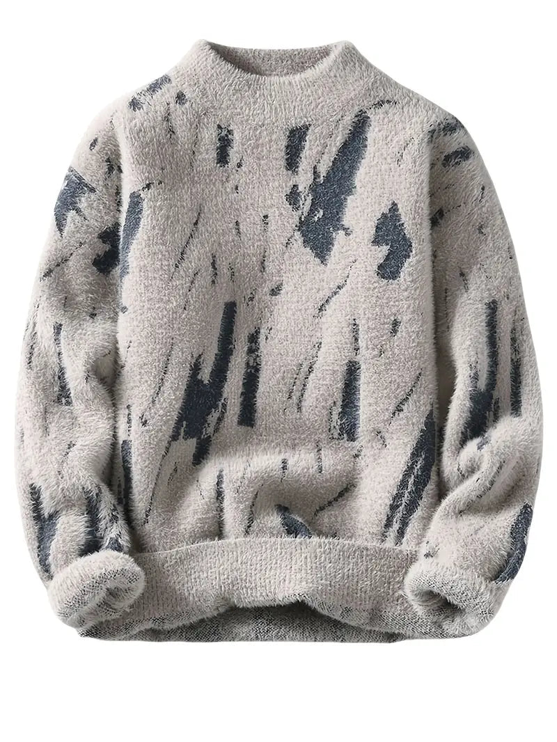 Just Wow Abstract Black & Cream Knitted Sweater