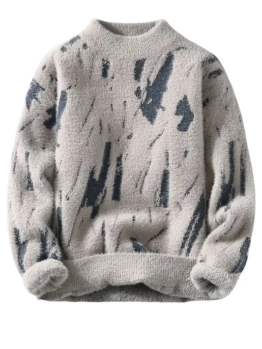 Just Wow Abstract Black & Cream Knitted Sweater