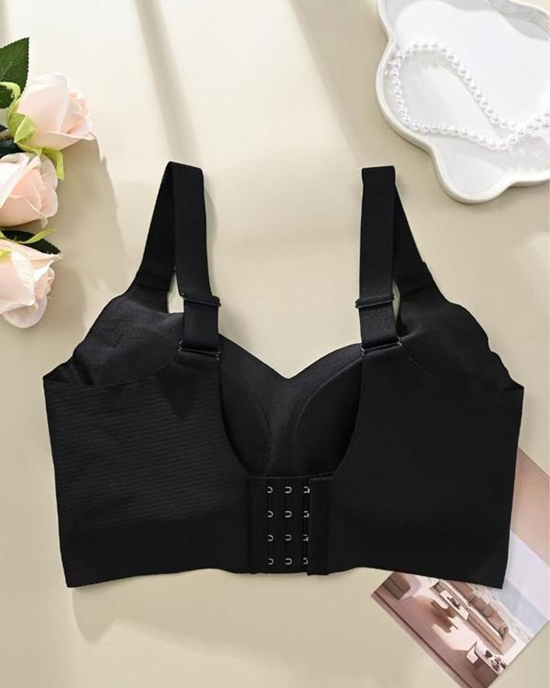 Women's Solid Color Four Rows Adjustable Wireless Bras (Pack Of 4)