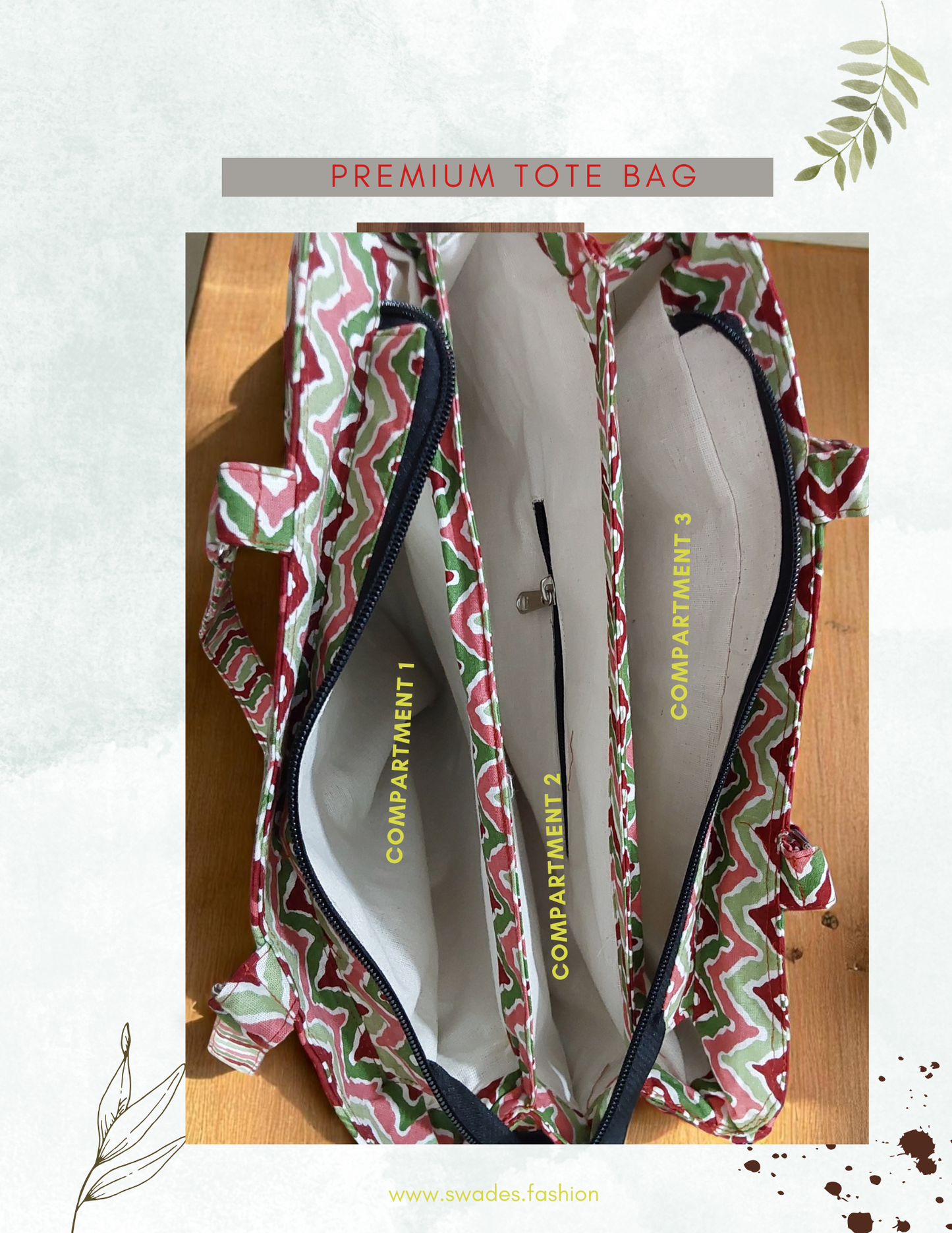 Blossom Breeze – 3-Compartment Tote Bag