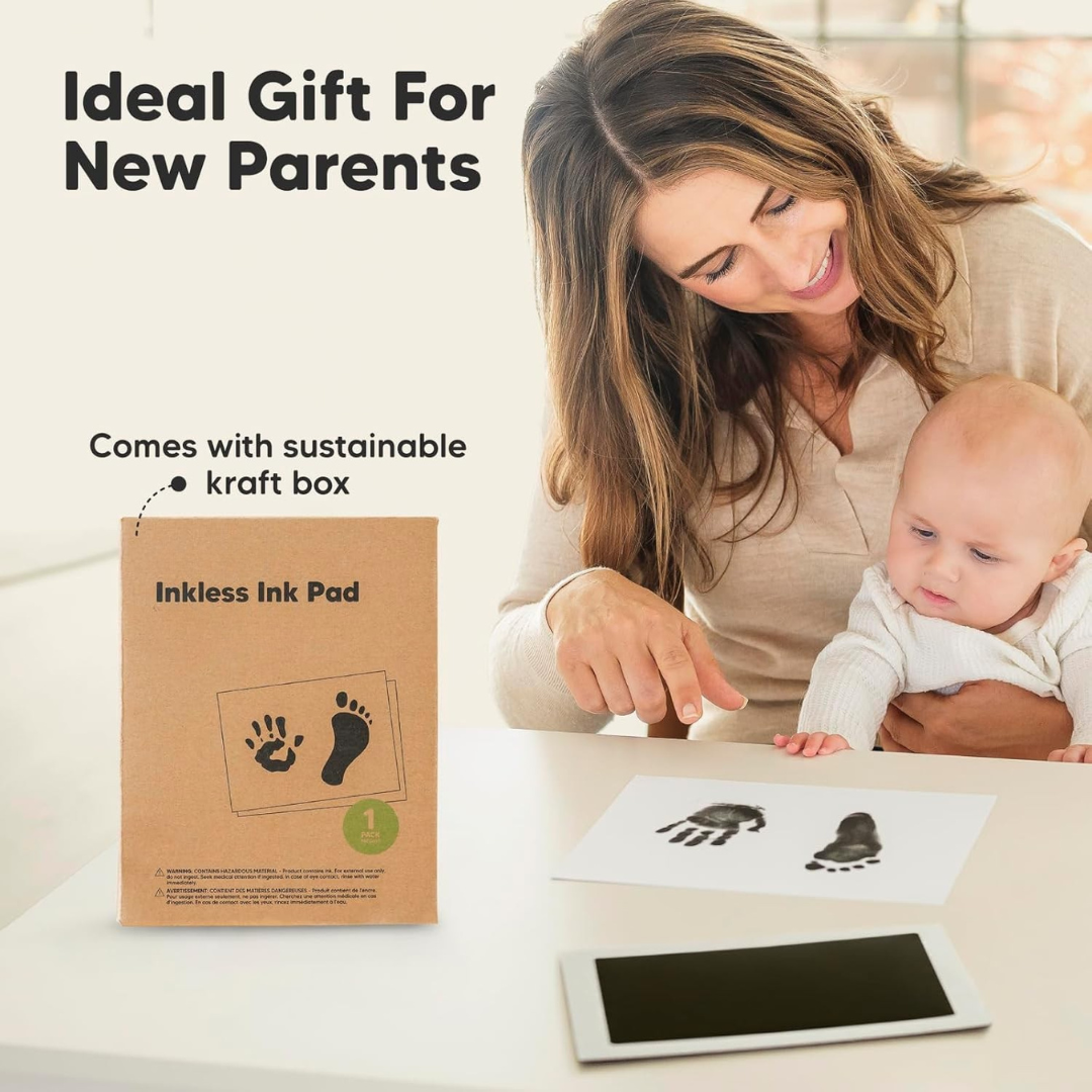 Inkless baby hand & footprint ink pad with 5 papers