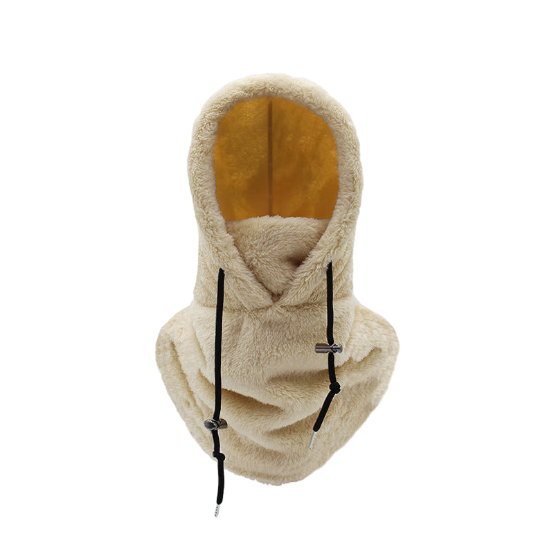 Warm plush bicycle hood