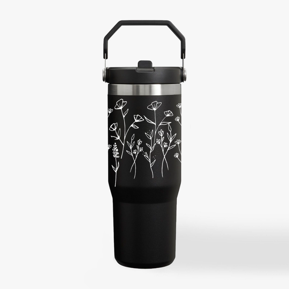 Customized FleurFlow Flipstraw Tumbler with Straw & Lid