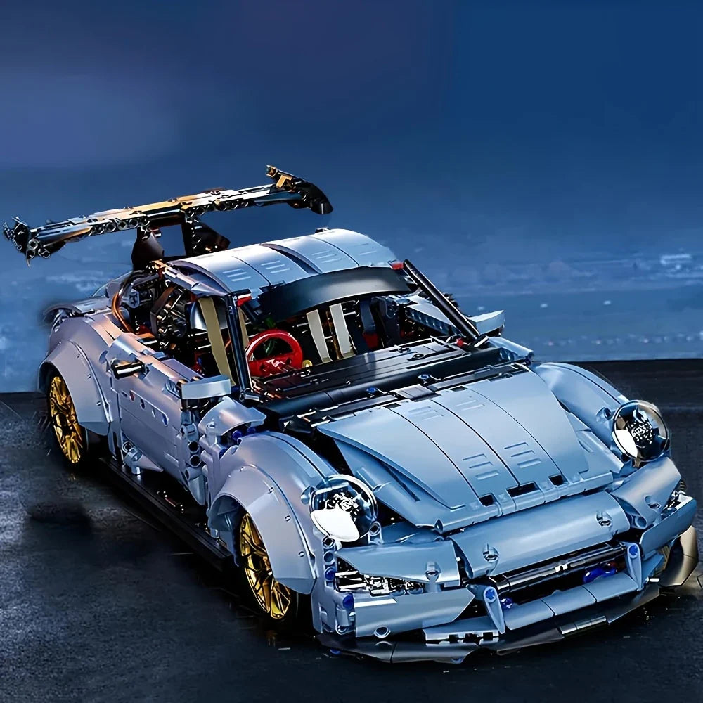Blue Lowrider Sports Car Building Blocks Set