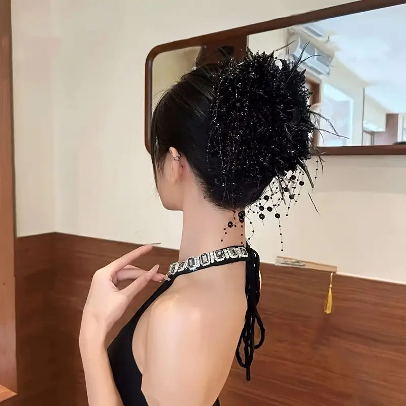 3pc Fluffy Peony Tassel Hair Clip – Elegant Volume Grab Clip