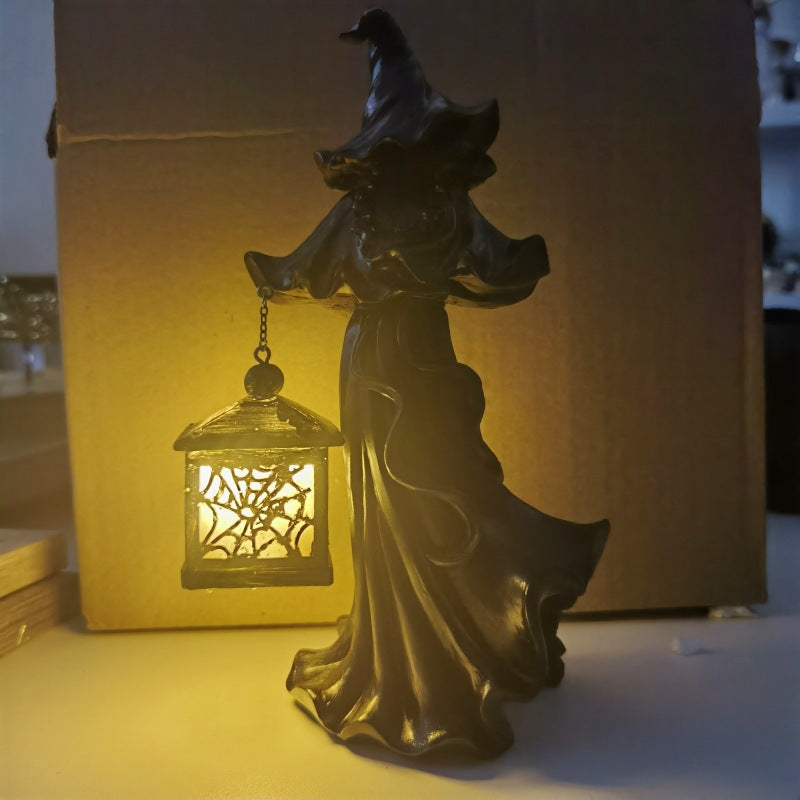 Cracker Barrel Witch with Lantern Figurine 19 NIB Halloween