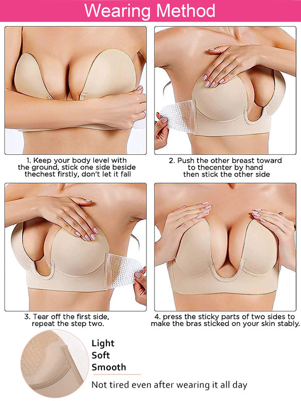 Plunge Strapless Invisible Sticky Push Up Bra