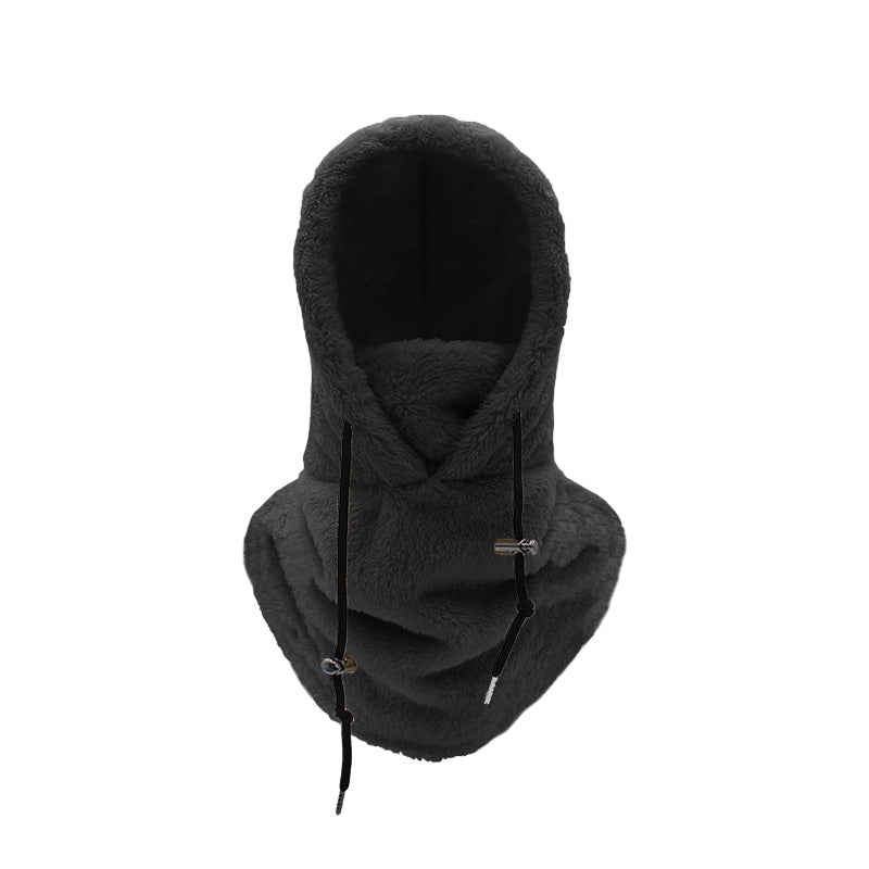 Warm plush bicycle hood