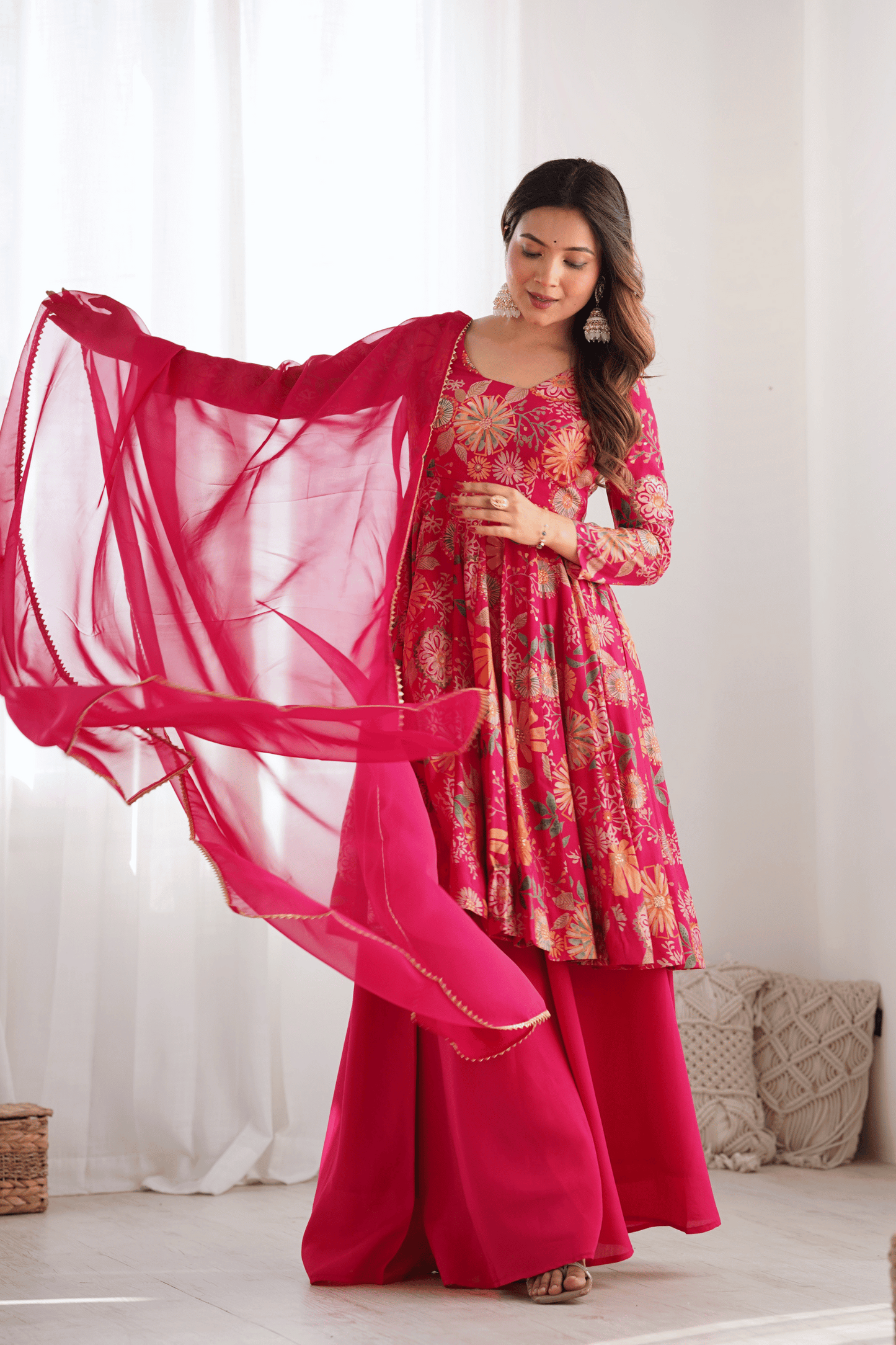 Floral Embroidered Sharara Suit