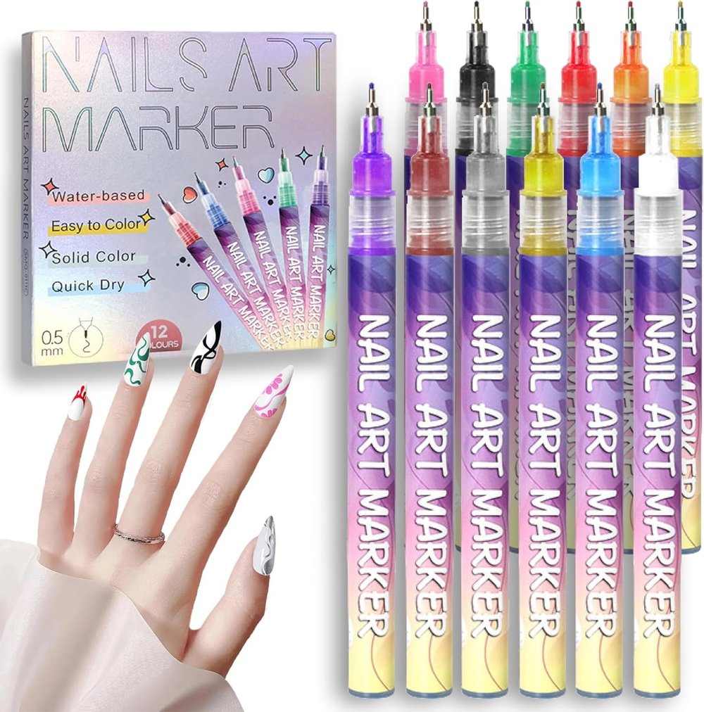 Nail Art Marker Pens – 12 Color DIY Nail Art Pen Set🌈