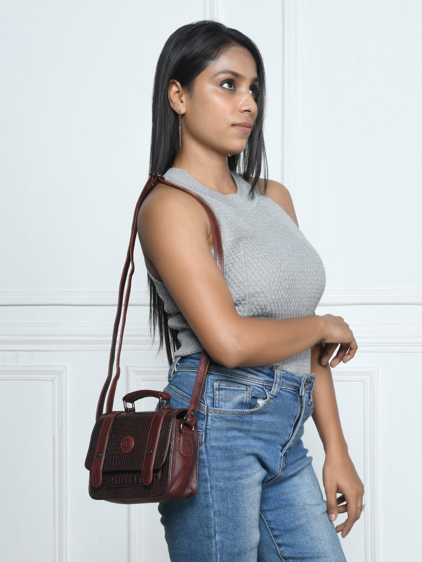 Urban Voyager Leather Belt Bag - Cherry Red Colour