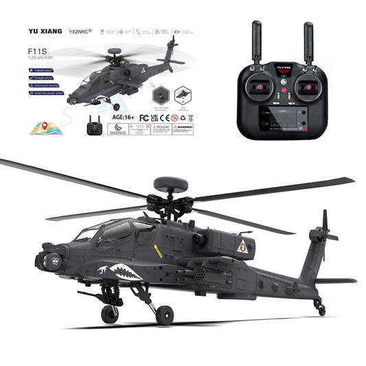 YU XIANG Apache GPS Helicopter F11-S AH64 1/32 Scale 2.4G 6CH RC Dual-axis Co-drive Flybarless 6G/3D Stunt