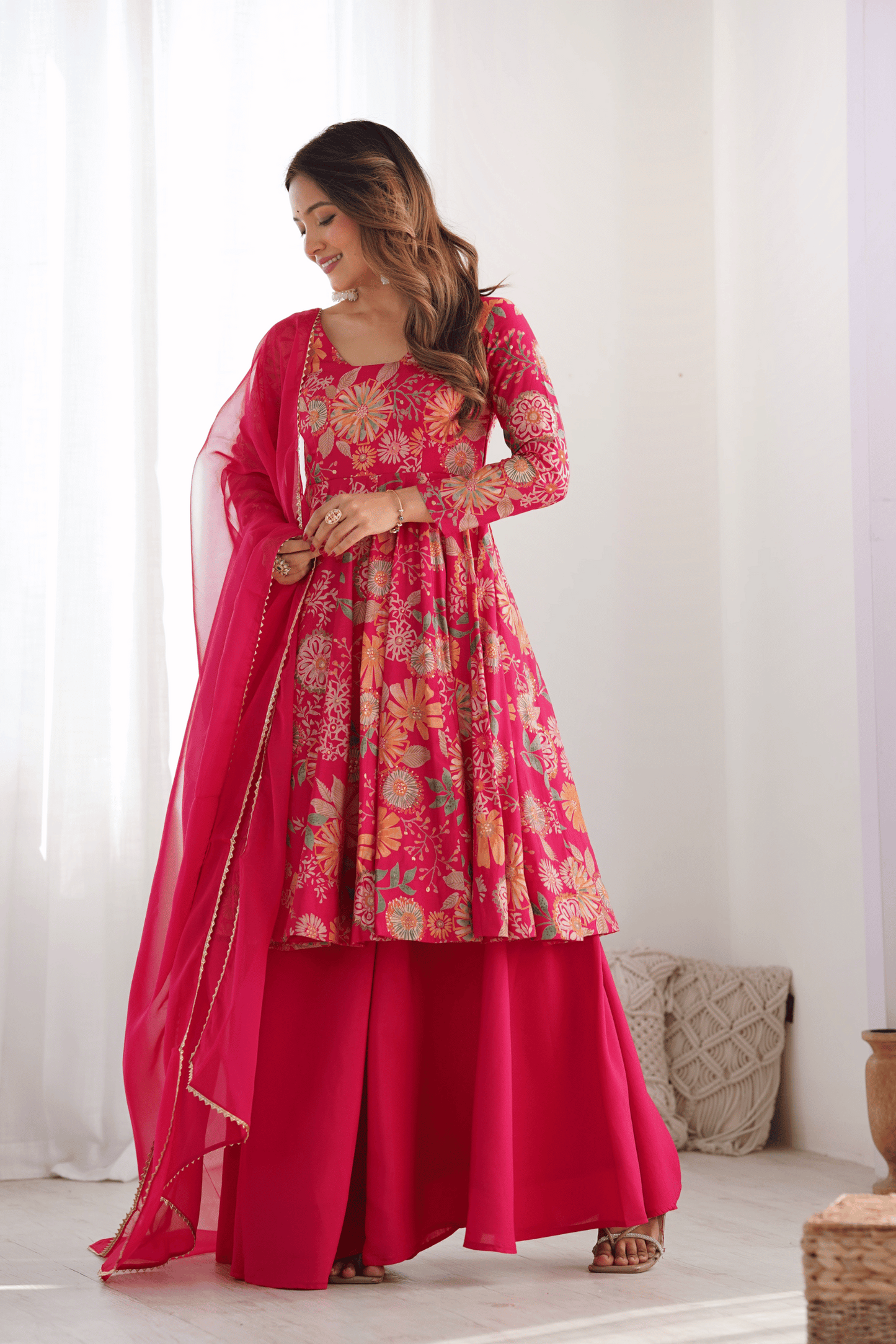Floral Embroidered Sharara Suit