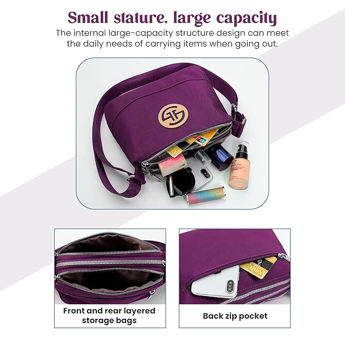 Vegan Leather Crossbody Bag with Adjustable Strap & Large Capacity & Simple Style Shoulder Purse for Ladies