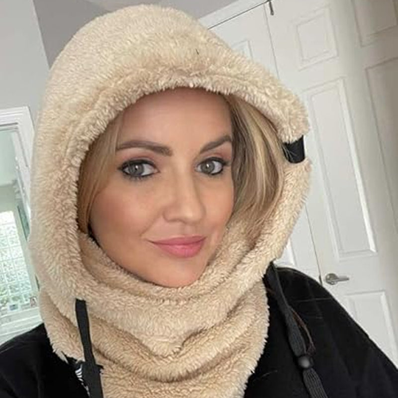 Warm plush bicycle hood