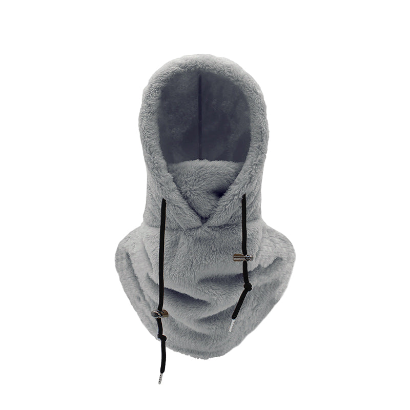 Warm plush bicycle hood