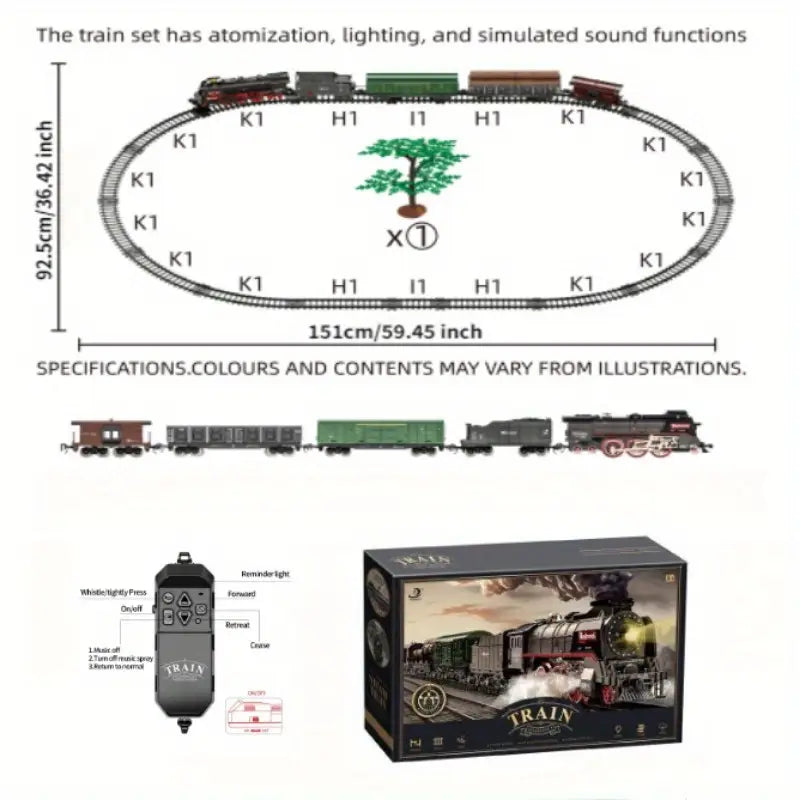 622B Steam Train Toy with Lights, Sounds, and Smoke Special Effects
