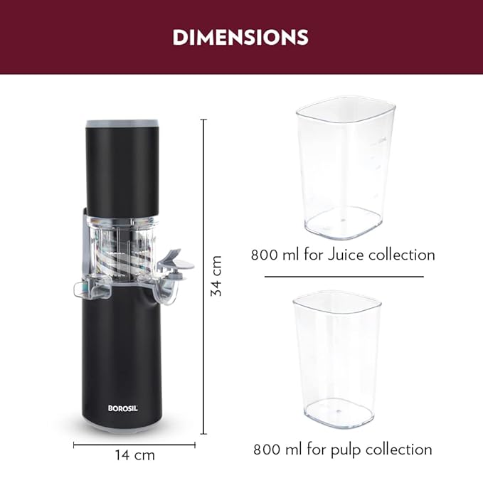 Borosil 130W Easy Cold Press Slow Juicer