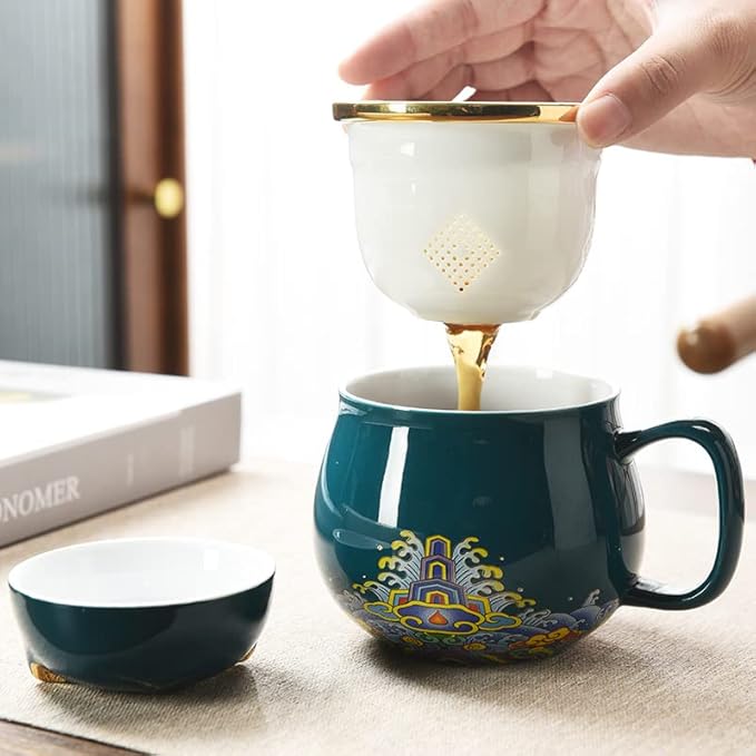 10OZ Tea Cup with Infuser and Lid - Tea Mug for Steeping Loose Leaf Tea Bag Coffee Milk