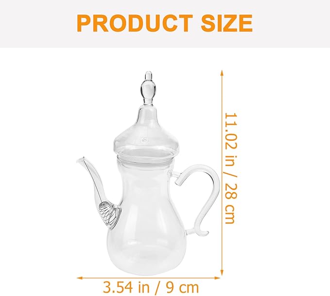 Alipis Turkish Arabic Teapot Glass Tea Pot 1000ml Loose Leaf Warmer Iced Tea Maker Brewer Tea Kettle for Blooming Loose Leaf Tea Pot
