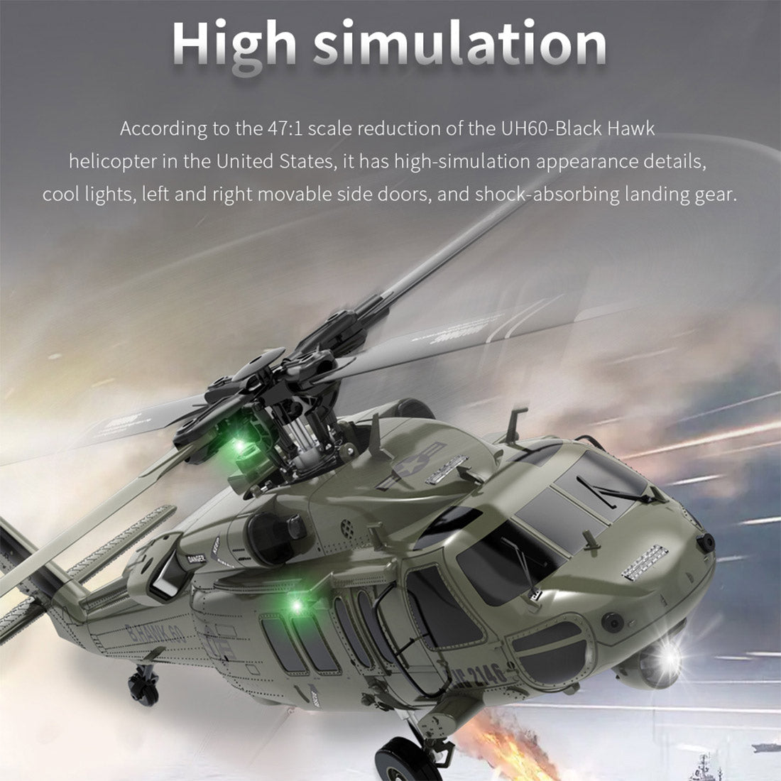 YU XIANG YXZNRC F09-V Blackhawk RC Helicopter 1/47 Scale 2.4G 6CH Dual Brushless Direct Drive Flybarless 6G/3D Stunt Model