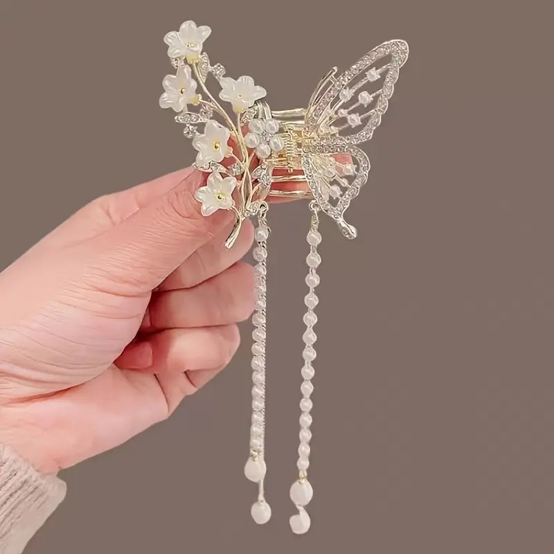 2pc Butterfly Roses Party Hair Claw