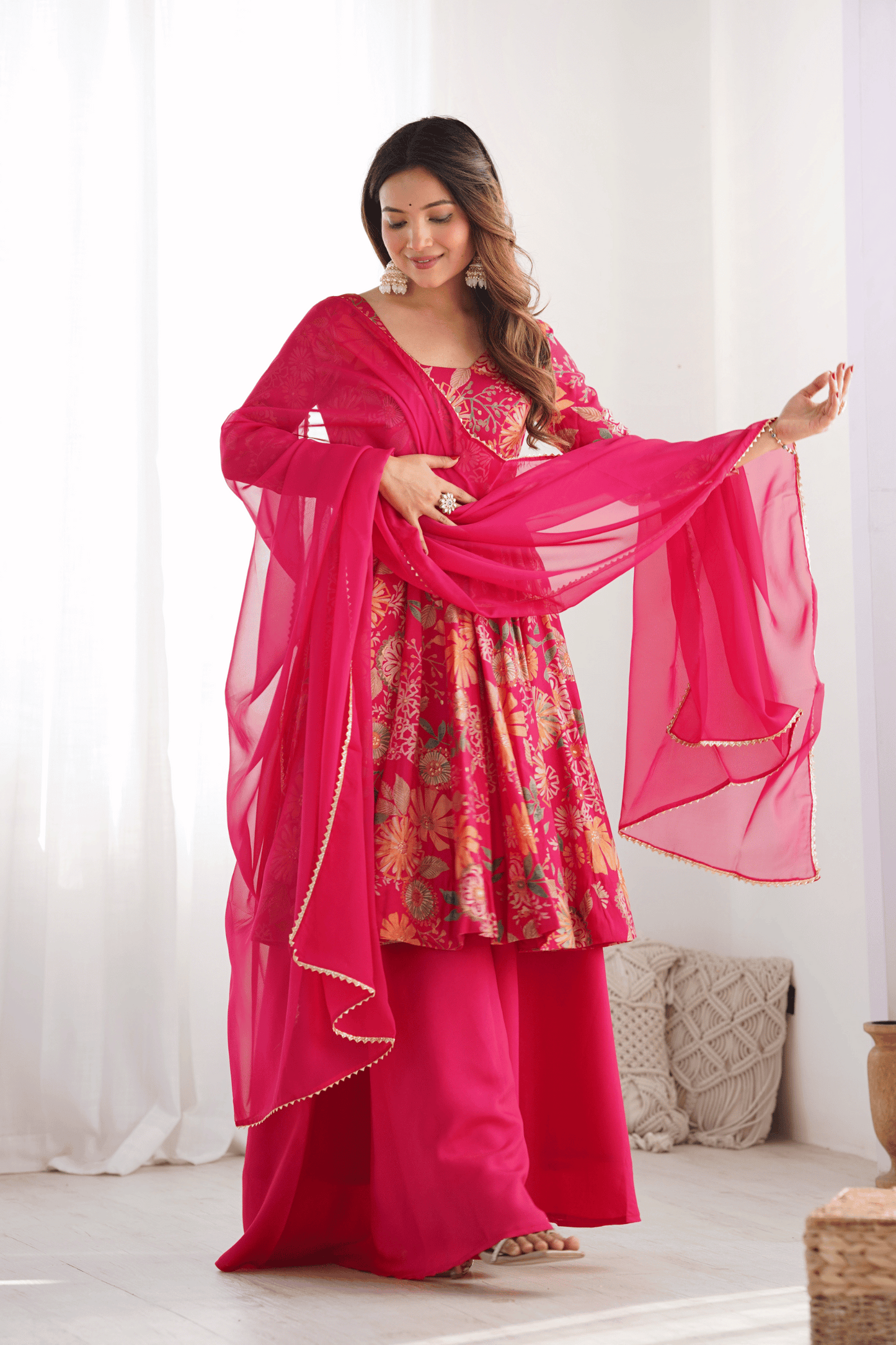 Floral Embroidered Sharara Suit