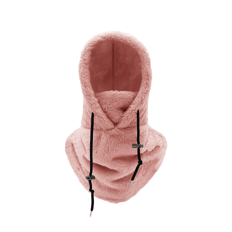 Warm plush bicycle hood