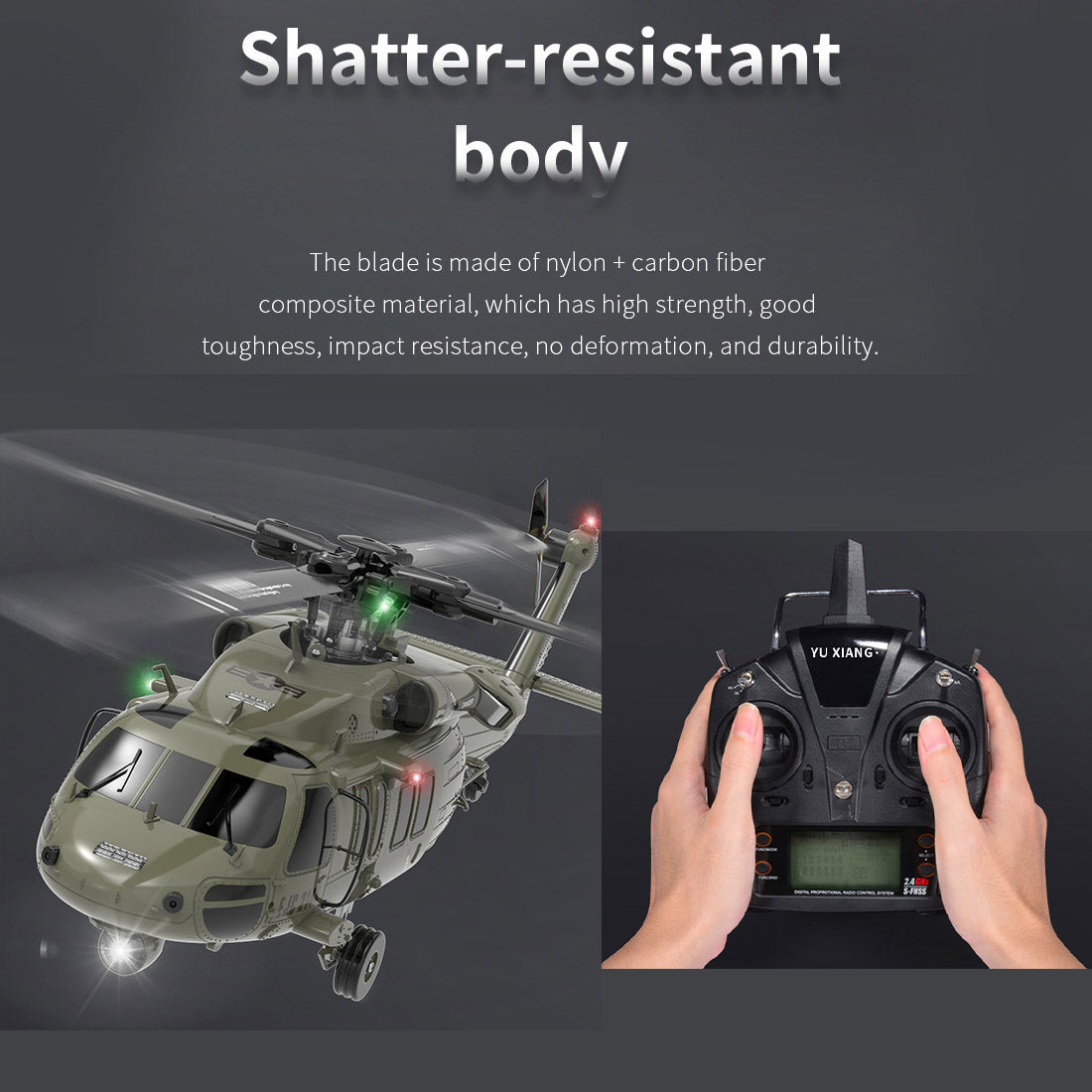 YU XIANG YXZNRC F09-V Blackhawk RC Helicopter 1/47 Scale 2.4G 6CH Dual Brushless Direct Drive Flybarless 6G/3D Stunt Model