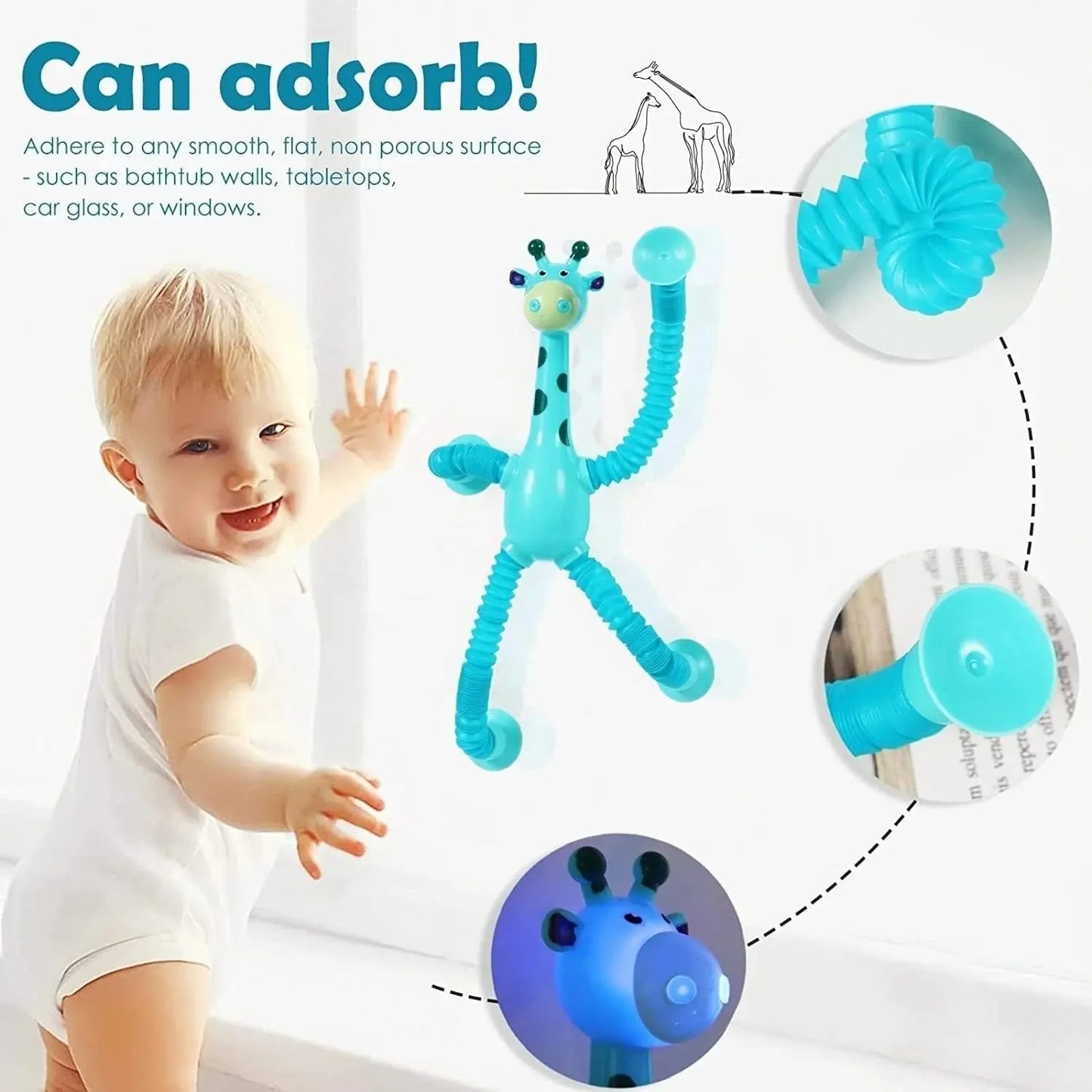 StretchyGiraffe™ – Sensory Suction Toy | Pull, Pop & Play | Soothes, Stimulates & Strengthens