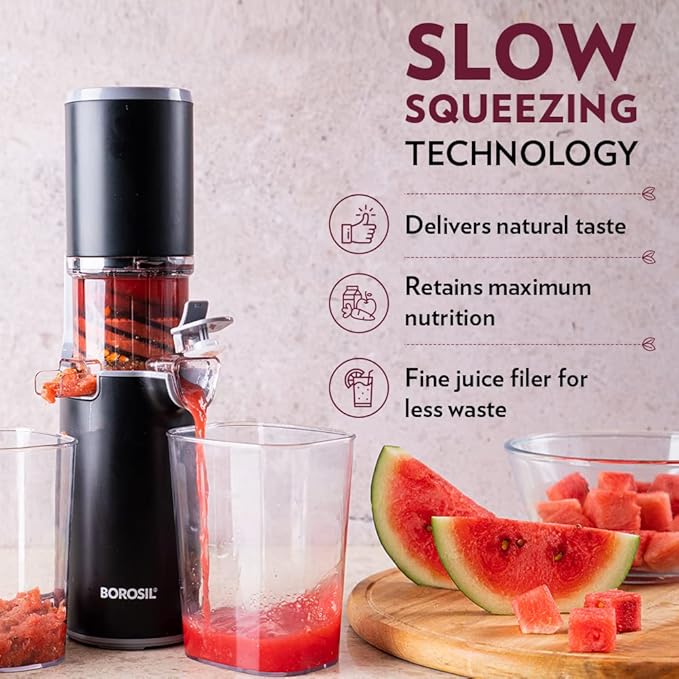 Borosil 130W Easy Cold Press Slow Juicer